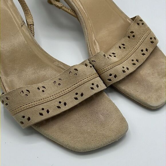 Colin Stuart Suede Tan Suede Kitten Sling back Heels Size 6.5 B19A - Picture 7 of 7